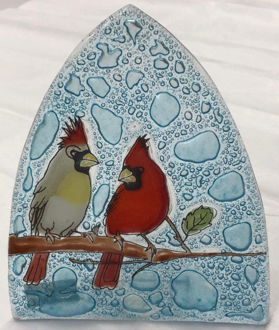 Cardinal Couple Night Light made from Recycled Glass