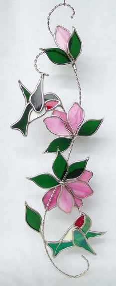 Hummingbirds on a Branch Scroll