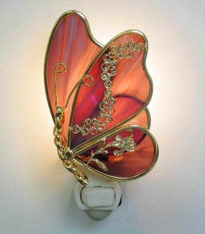 Purple Dark Mauve Butterfly Night Light