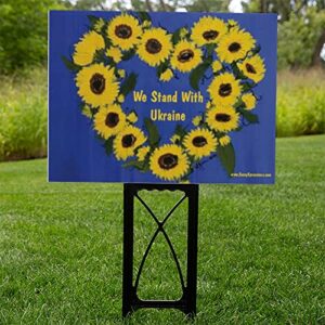 We Stand with Ukraine Sunflower Wreath Yard Sign