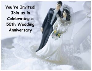 50th Anniversary Black and White Invitation Front