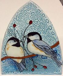 Chickadees Art Glass Night Light