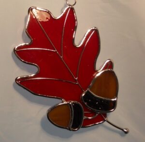 Oak Leaf Suncatcher - Red