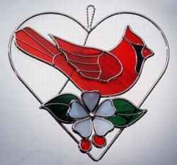Cardinal on Heart-shaped Wire Ring