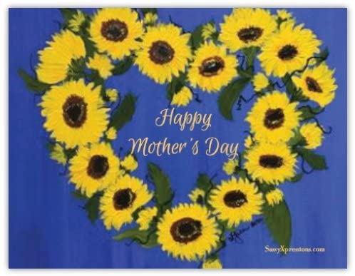 Happy Mothers Day Sunflower Heart Wreath Magnet