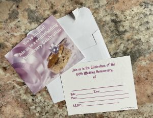 60th Invitation with Self Seal Envelopes- Rings