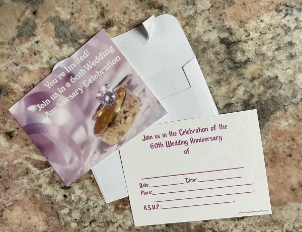 60th Invitation with Self Seal Envelopes- Rings