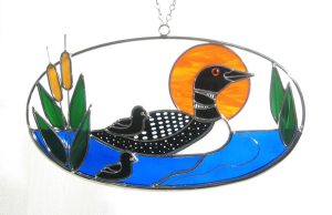 Loon on Lake at Sunset