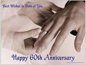 Happy 60th Anniversary Magnet with Hands and Ring 