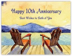 Happy 10th Anniversary Magnet Magnetic Greeting Card Adirondack Chairs