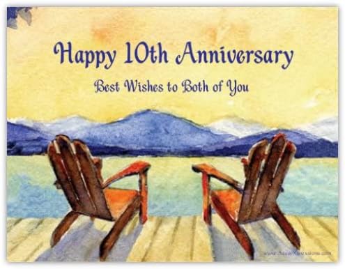 Happy 10th Anniversary Magnet Magnetic Greeting Card Adirondack Chairs