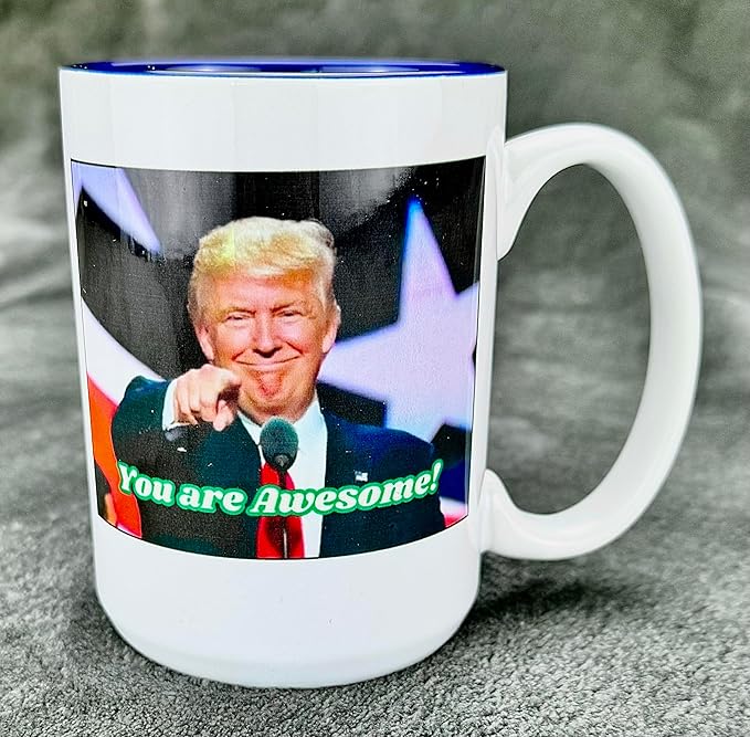 15 oz Mug - Even the President Thinks You Are Awesome 15 oz Ceramic Coffee Mug – Patriotic Gift with President Trump's Image – Motivational Mug for Friends Coworkers - Image 2