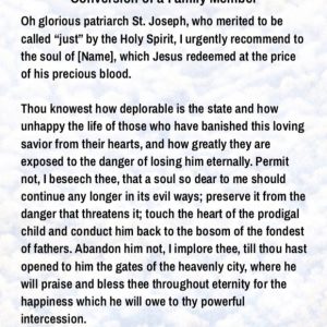Prayer to St Joseph for Conversion of Family Member
