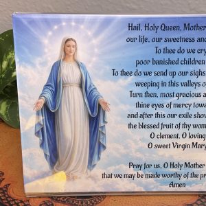 Hail Holy Queen Prayer with Virgin Mary Image, 7x5 Inch Acrylic Easel Stand, Catholic Marian Devotional Gift Plaque for Home Prayer Table Desk Shelf or Altar from SassyXpressions