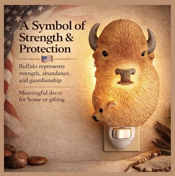 Bison Plug In A2 Buffalo Bison & Calf Night Light – Handcrafted Bonded Marble ...